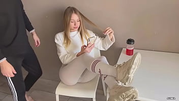 Cute blonde sucks big dick and gets facial. Amateur couple