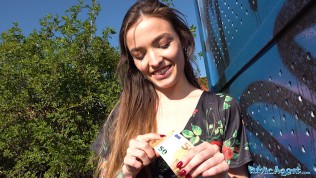 Public Agent Tattooed horny minx Kylie Nymphette cums on huge cock outdoors