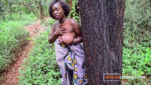 Black Ebony African Teens Strolling Down The Jungle Run Into Big Tits MILF Hungry For Fresh Pussy To Lick And Eat