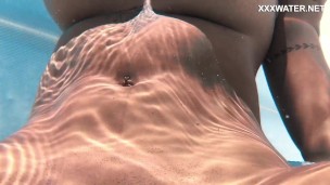 Sensational Venezuelan Goddess in Bare and Bold Poolside Swim Session